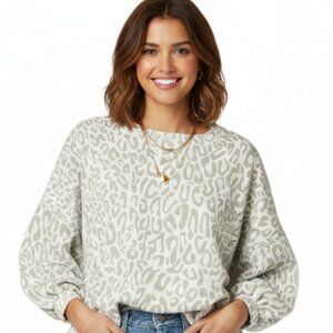 Rebecca Minkoff Leopard Print Sweater Women’s Size S Beige Oversized